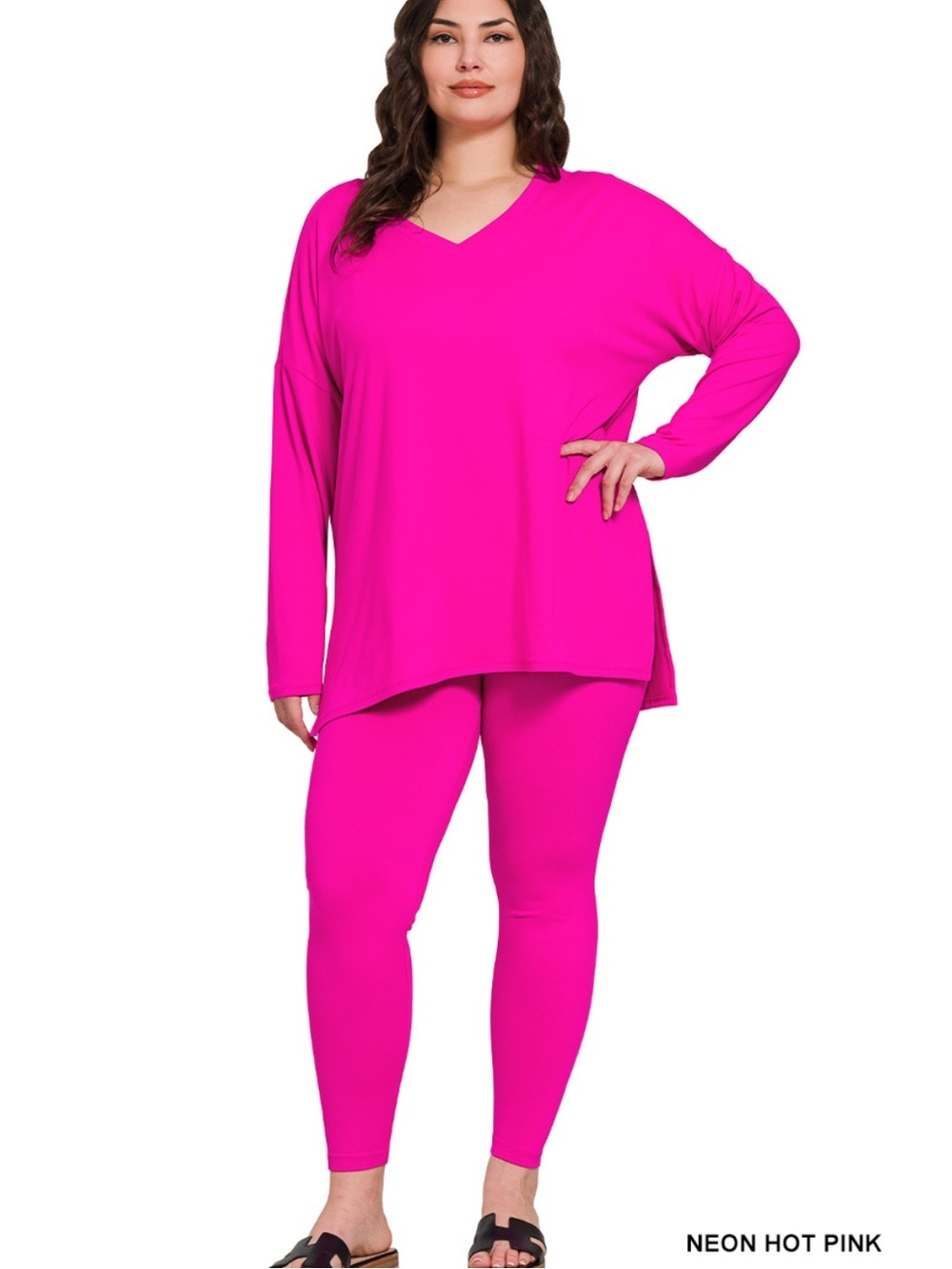 New!Plus Size Neon Hot Pink brushed dty microfiber loungewear set Size 1X